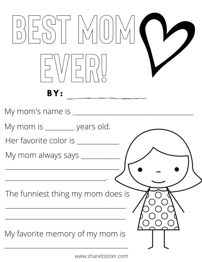 Mother s Day Printables For Kids Share It Sister FREE