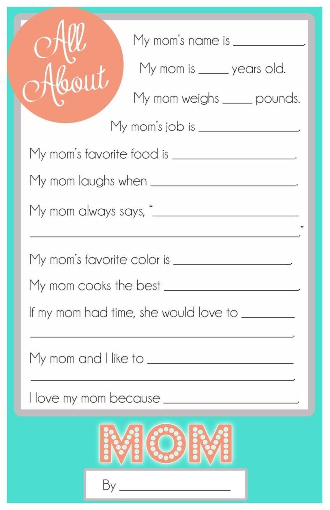 Mother s Day Questionnaire A FREE Printable For The Kids Mother s Day Printables Mom Day Cupcake Diaries