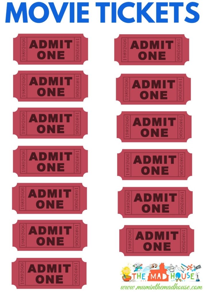 Movie Tickets Printable Mum In The Madhouse