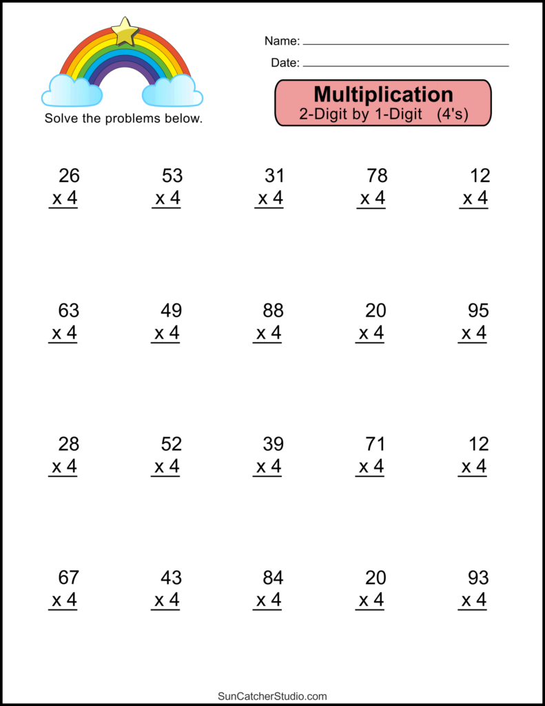 Free Printable Multiplication Worksheet