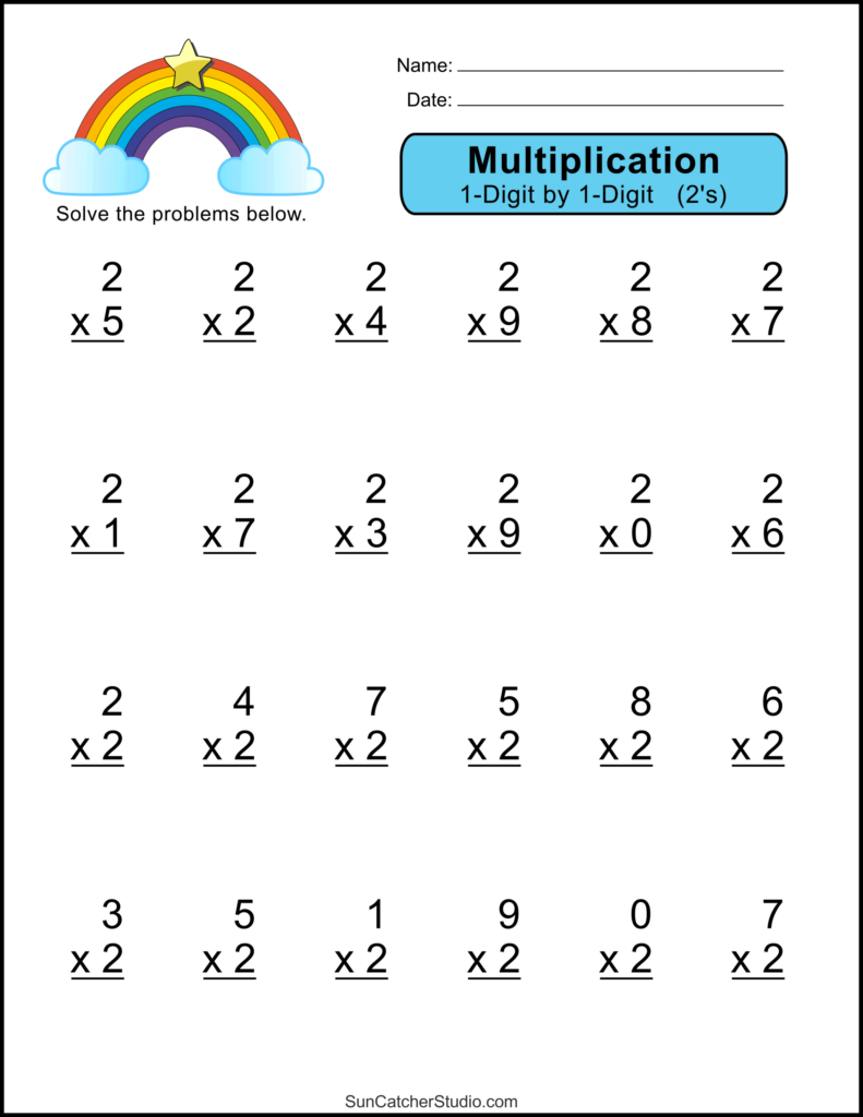 Multiplication Worksheets One Digit Math Drills DIY Projects Patterns Monograms Designs Templates