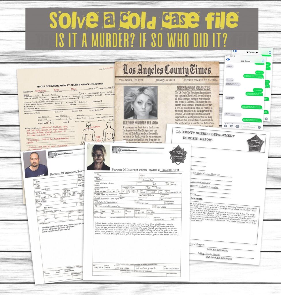 Murder Mystery Cold Case File Printable Or Virtual Game Solve Etsy de