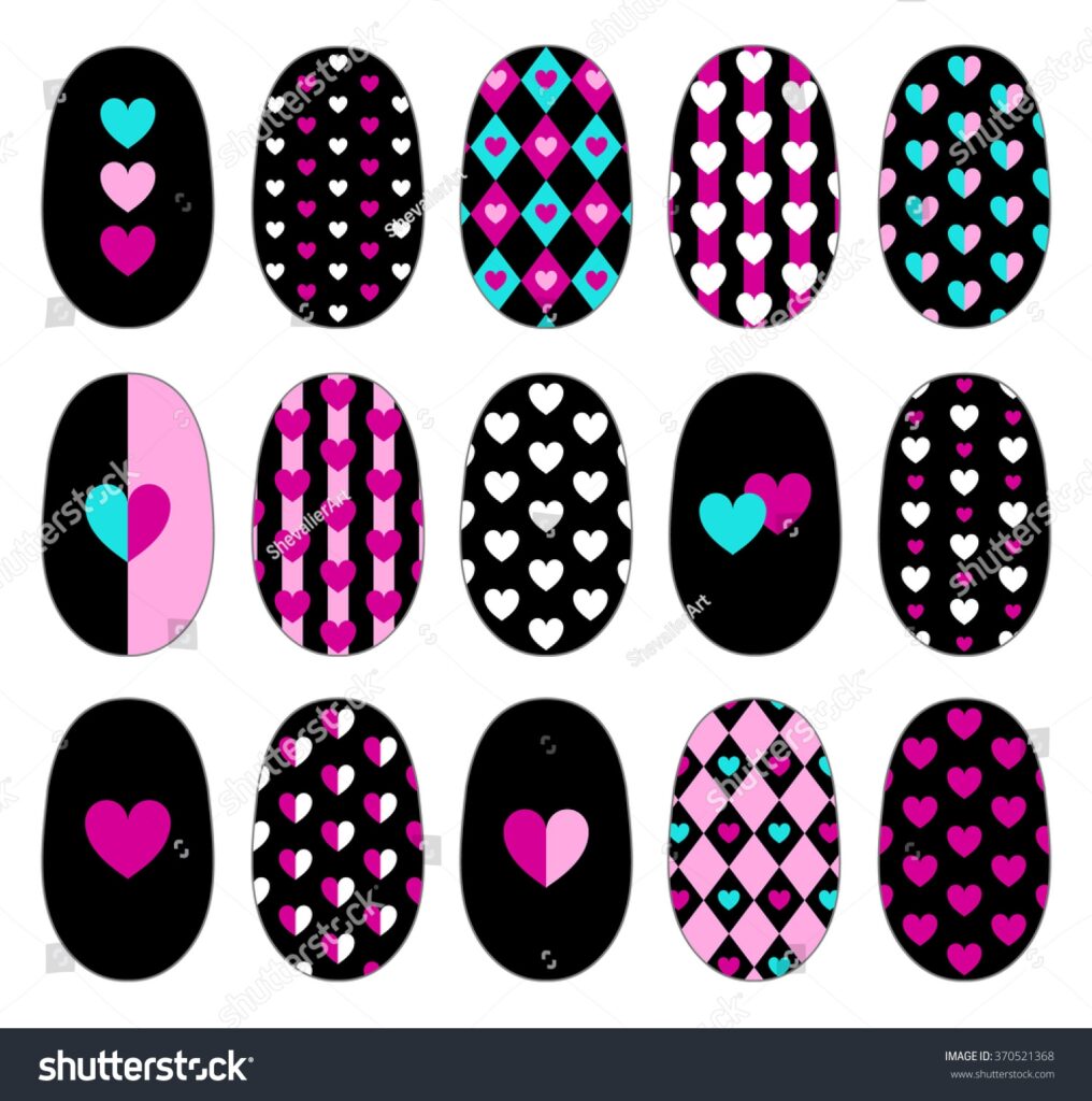 Nail Art Heart Design Templates Manicure Stock Vektorgrafik Lizenzfrei 370521368 Shutterstock