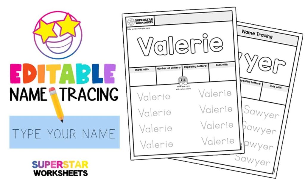 Editable Free Printable Free Name Tracing Worksheets For Preschool