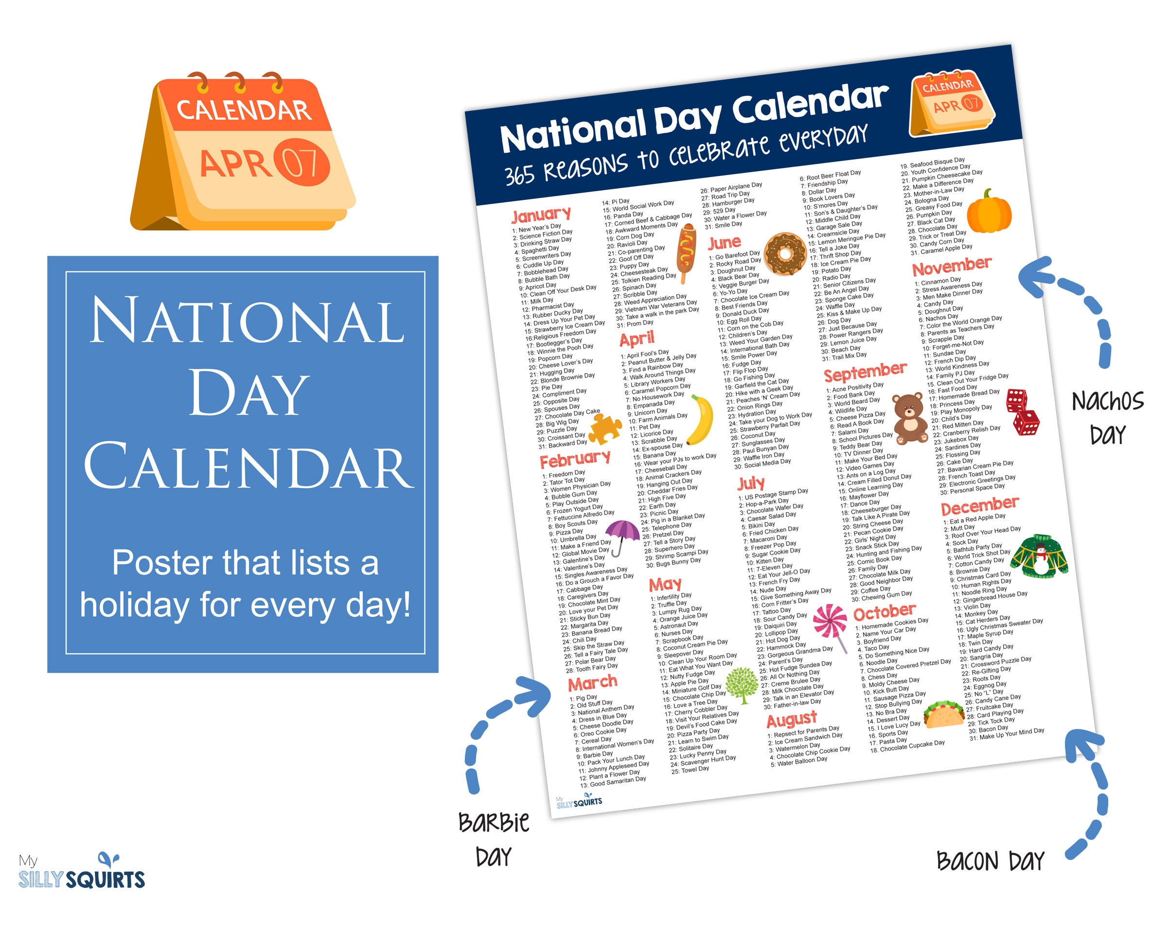 National Day Calendar Printable Poster Etsy