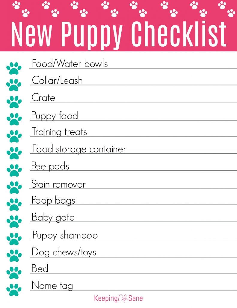 New Puppy Checklist With FREE Printable Keeping Life Sane
