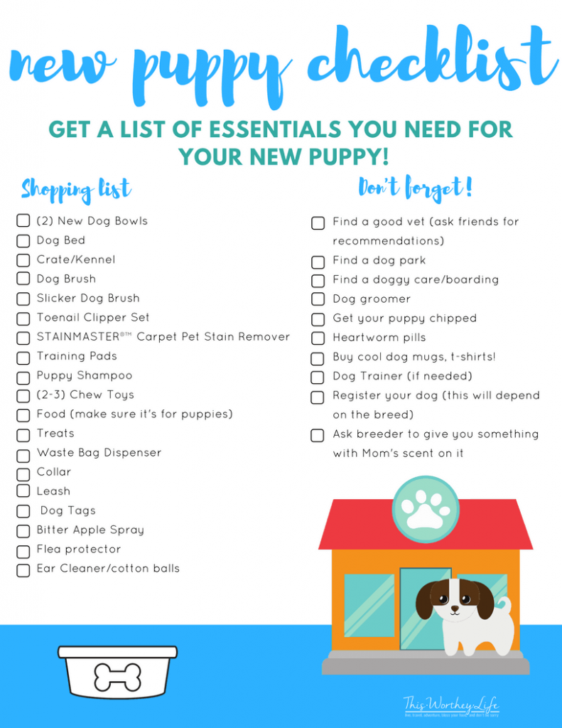 New Puppy Essentials Checklist FREE Printable