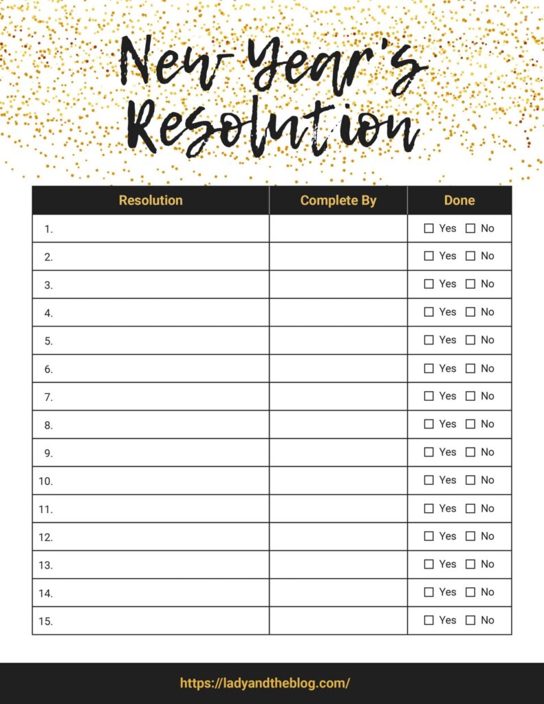 New Year s Resolution List Free Promise Printable Here New Years Resolution List New Years Resolution Resolution List