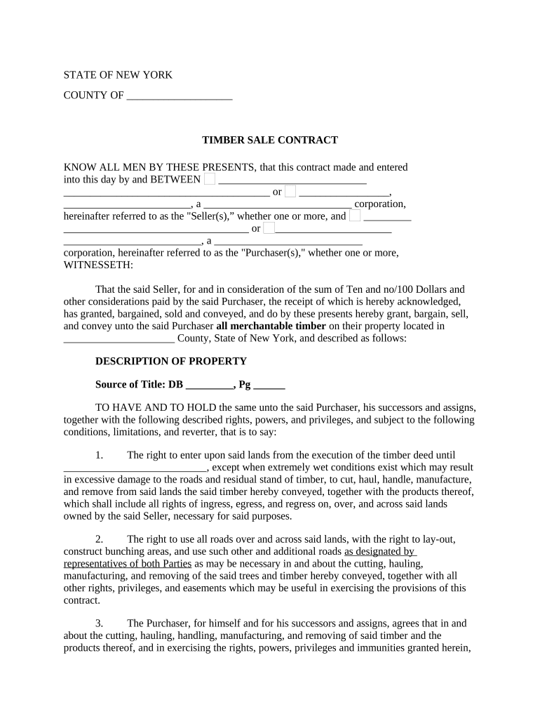 New York Timber Sale Contract New York Fill Out Sign Online DocHub