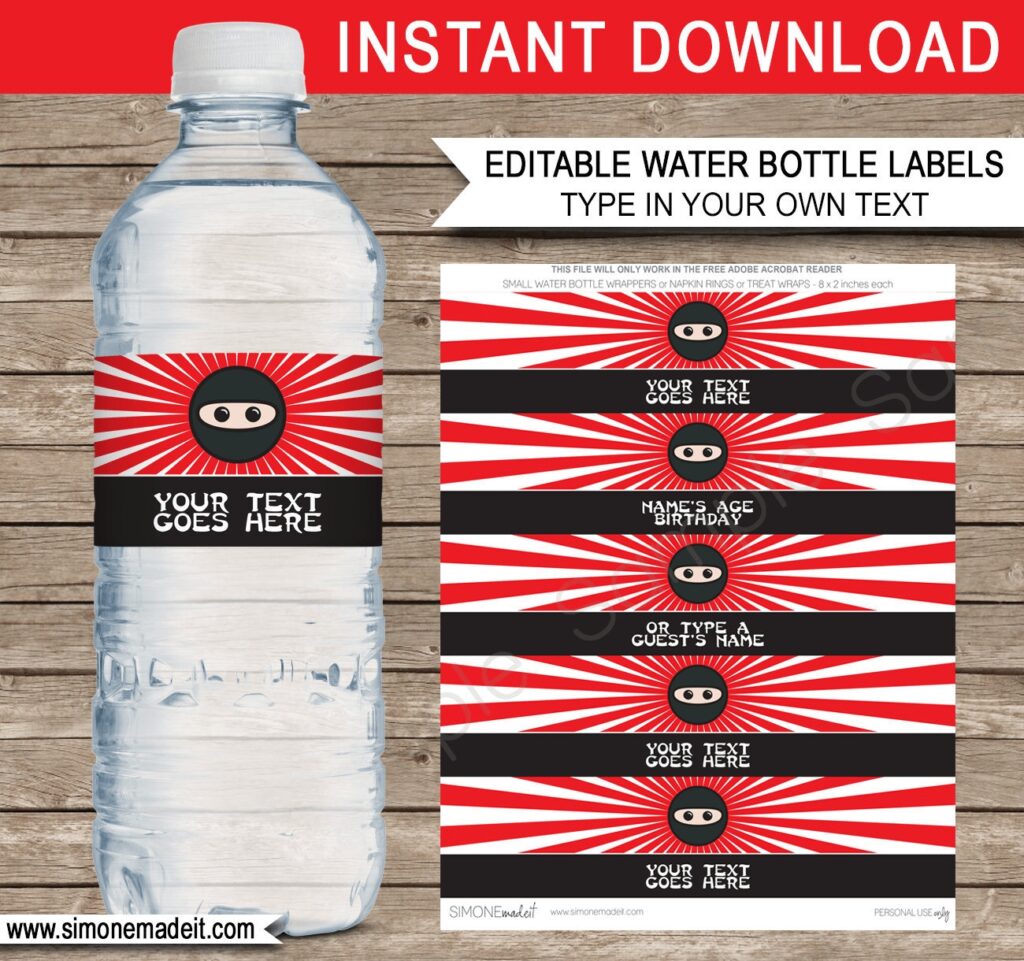 Downloadable Free Printable Water Bottle Labels Template
