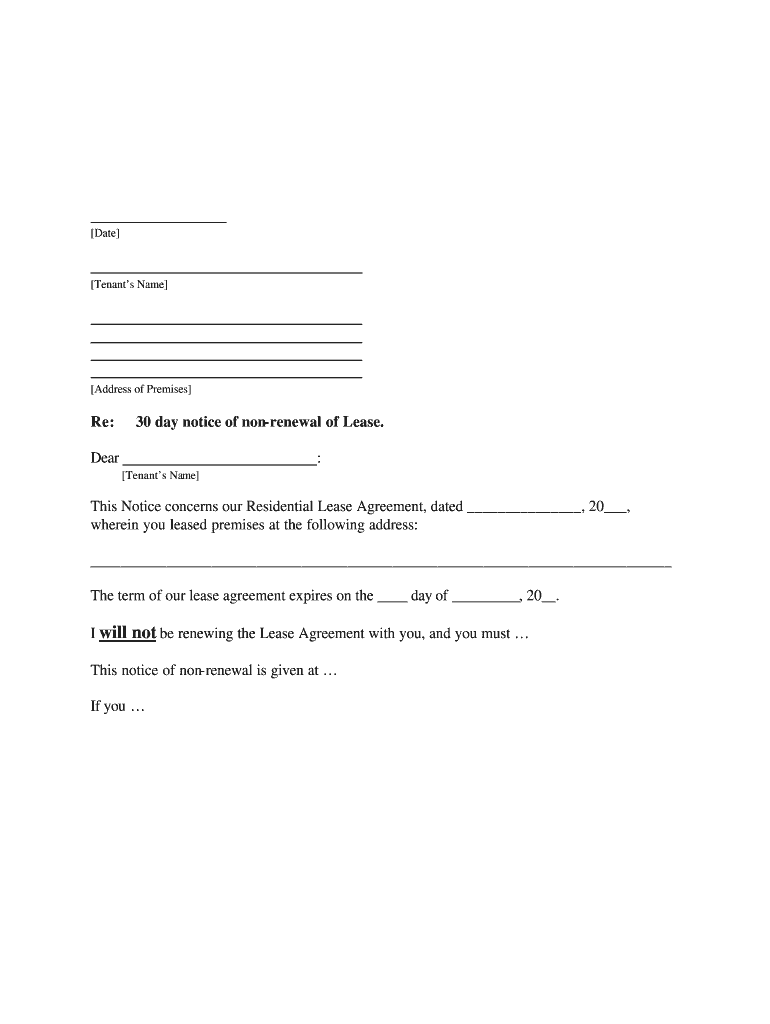 Free Printable Non Renewal Of Lease Letter