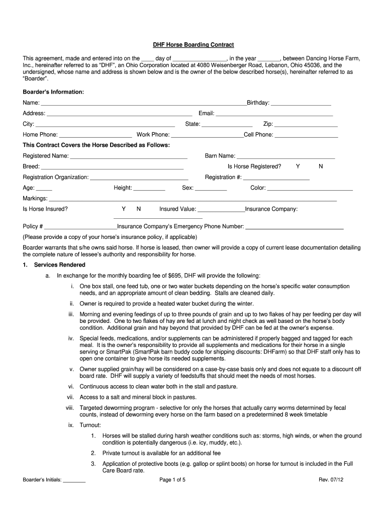 North Carolina Horse Boarding Contracts Templates Fill Out Sign Online DocHub