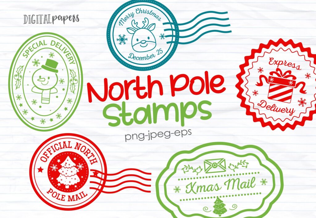 North Pole Stamps Graphic By DigitalPapers Creative Fabrica