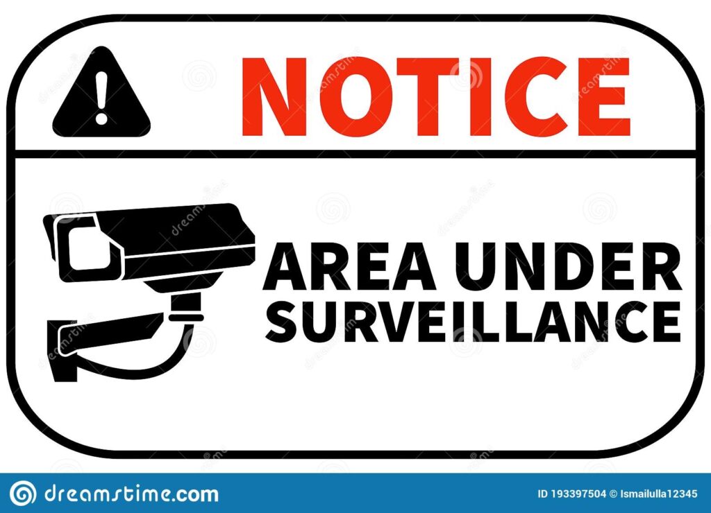 Notice Area Under Surveillance Signage Printable Free Download Illustration Sticker Stock Illustration Illustration Of Brand Surveillance 193397504