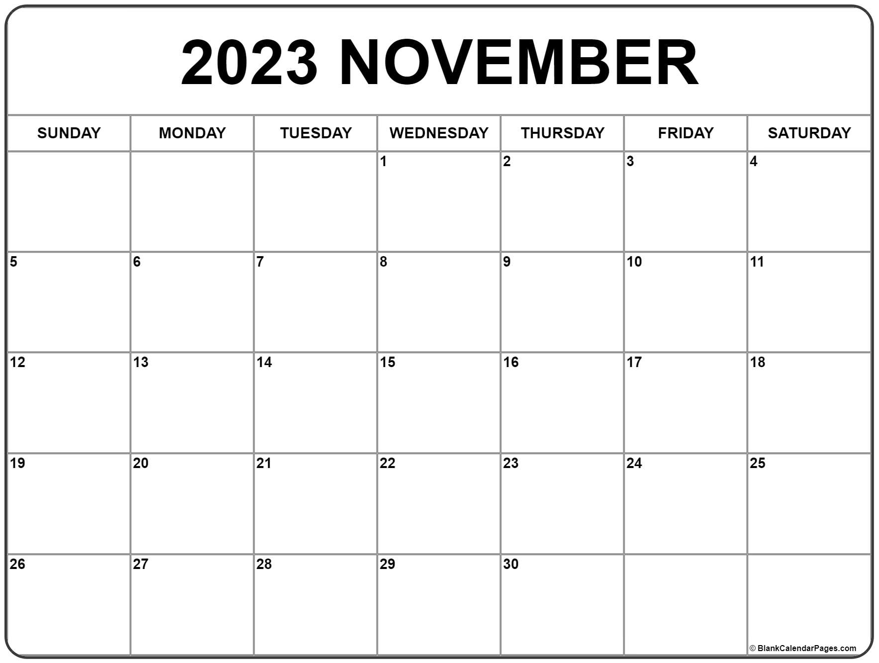 November 2023 Calendar Free Printable Calendar