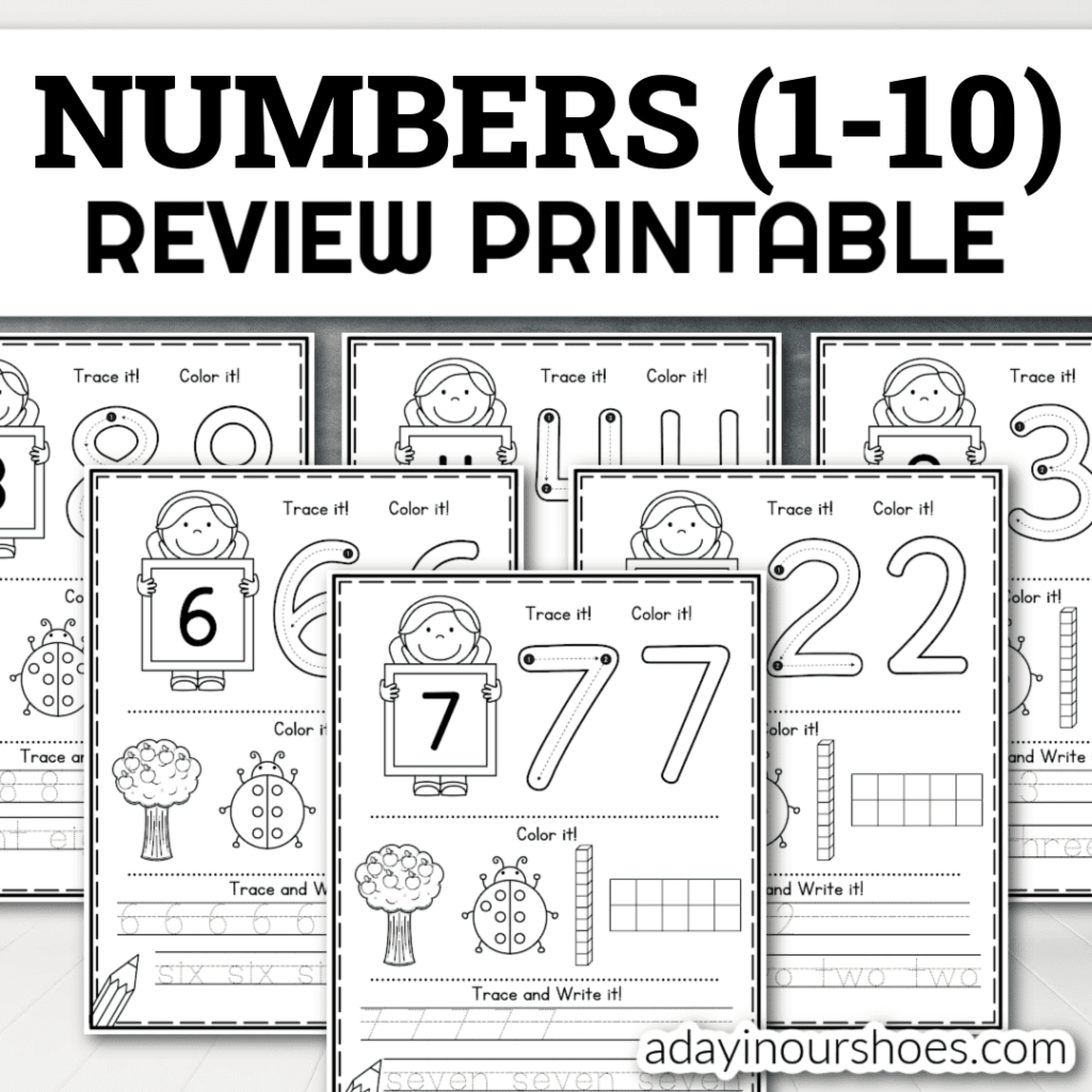 Number 1 10 Tracing And Review Worksheets Free Preschool