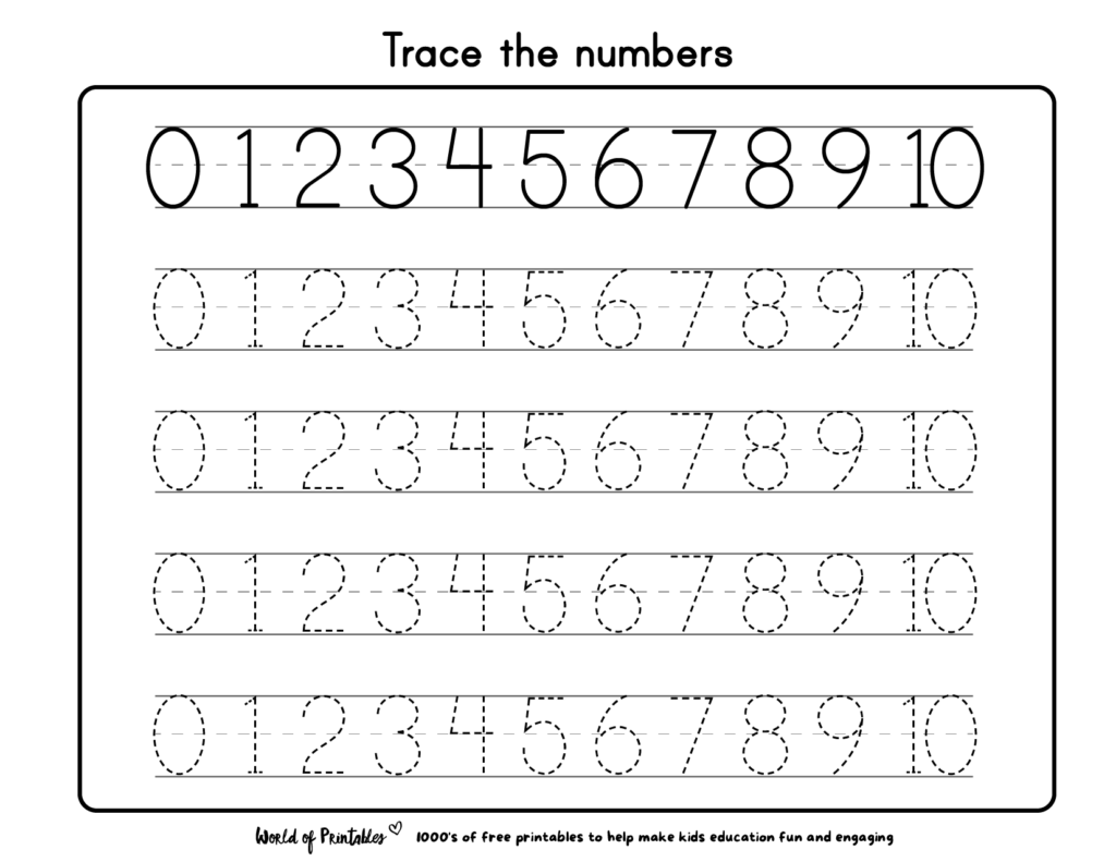 Number Tracing 1 To 10 Activities World Of Printables