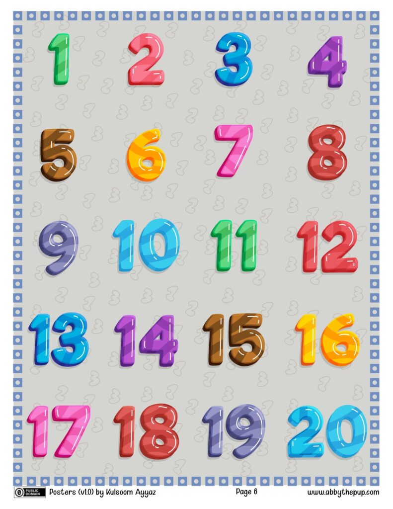 Numbers 1 20 Poster Free Printable Papercraft Templates