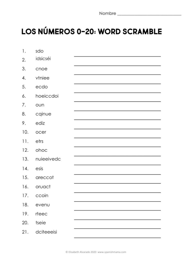 Free Printable Spanish Worksheets