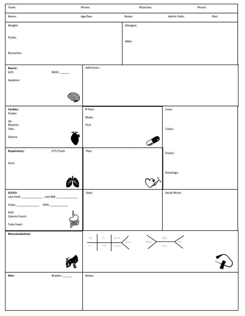 Free Printable Nursing Report Sheet Pdf