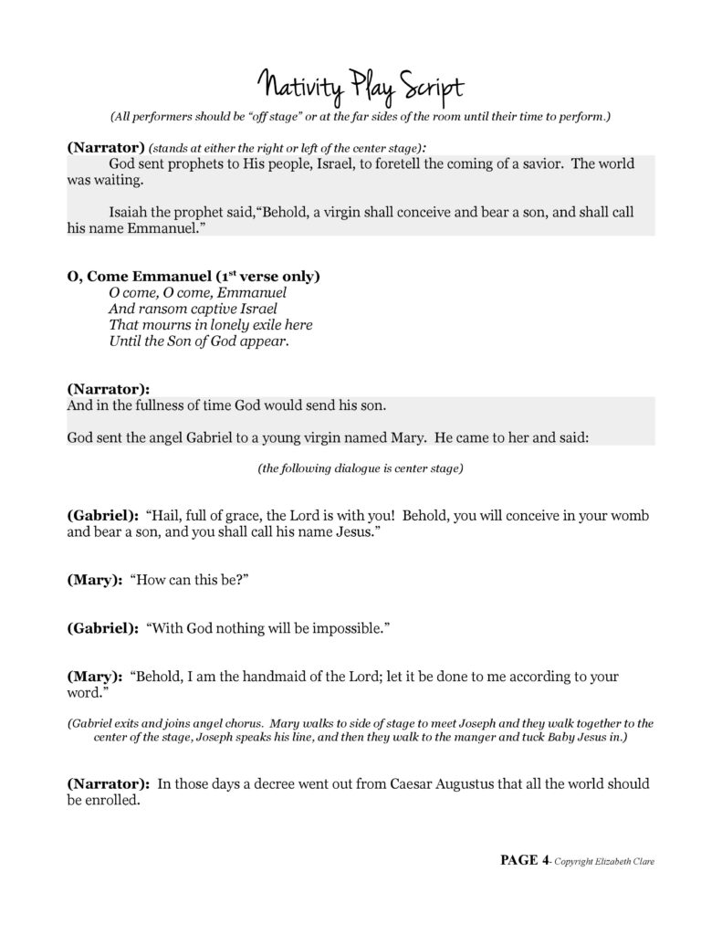 O Come Emmanuel A Nativity Play Script PDF Elizabeth Clare