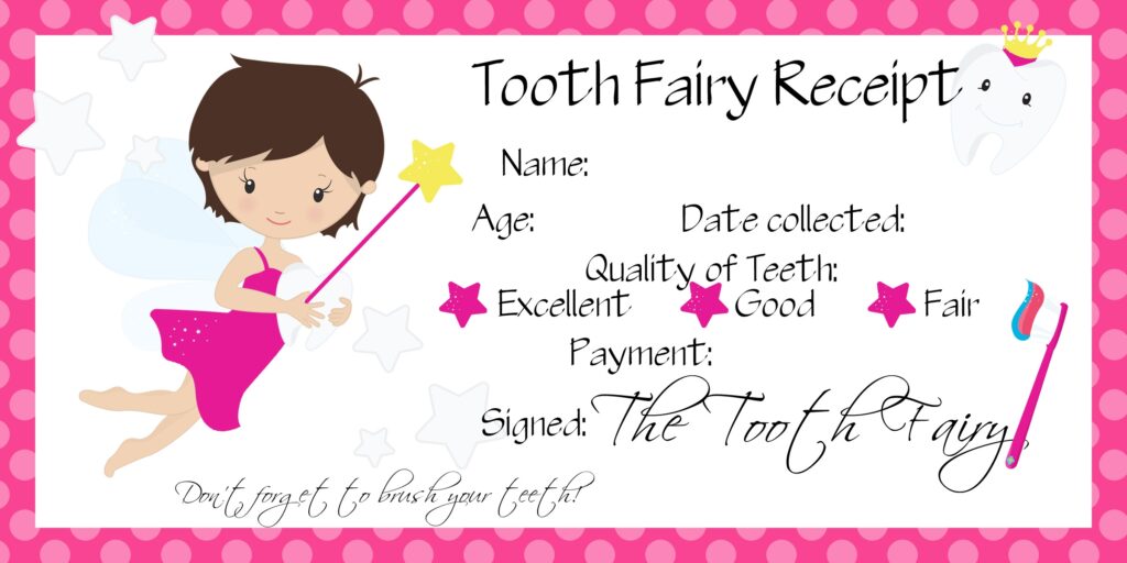 Free Printable Printable Tooth Fairy Receipt