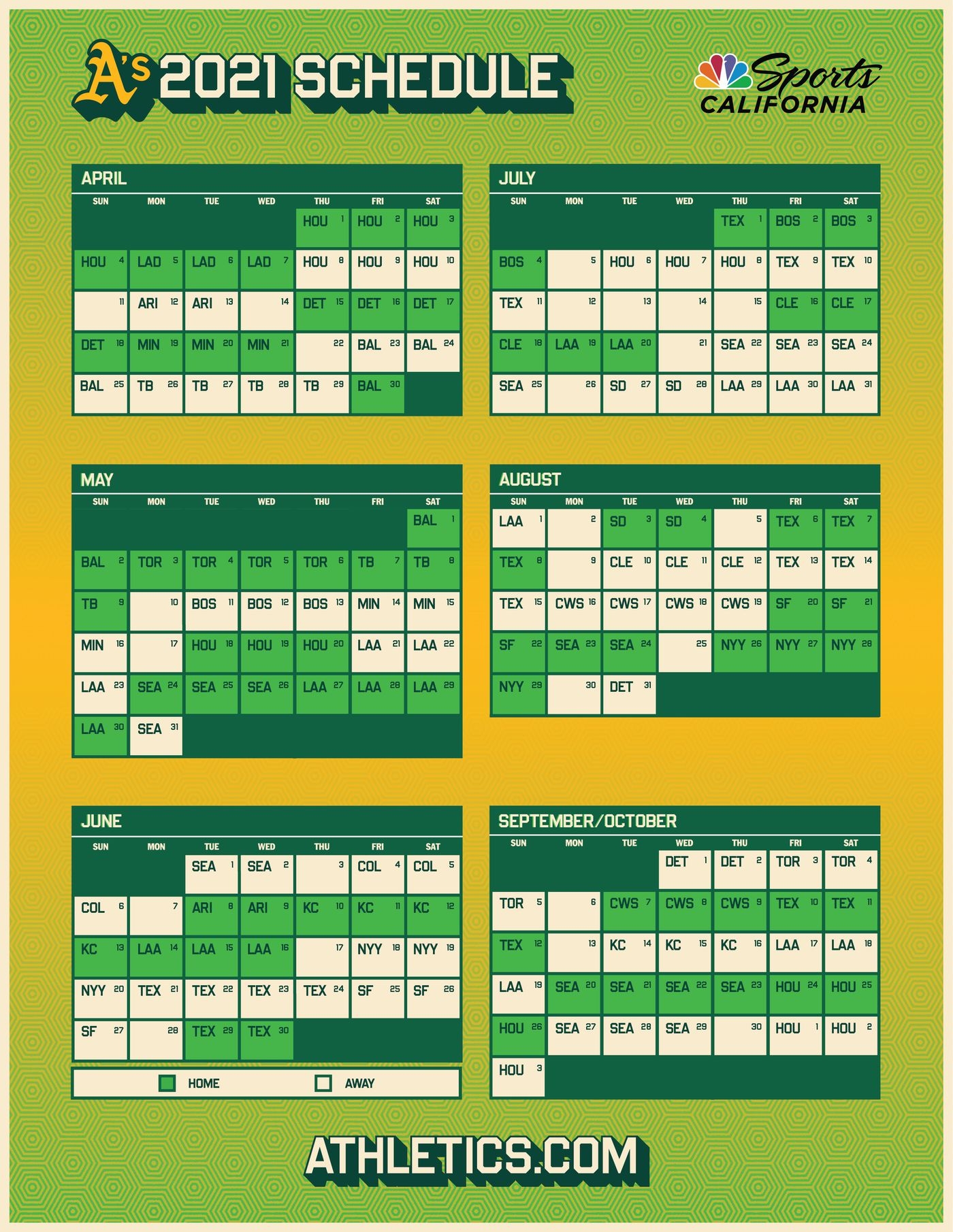 Oakland Athletics Schedule Printable