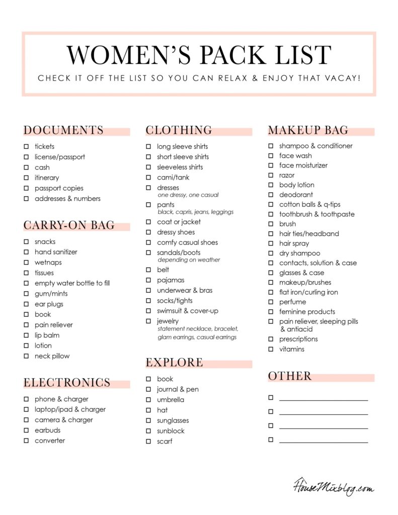 Packing Hacks 2 Printable Checklists House Mix