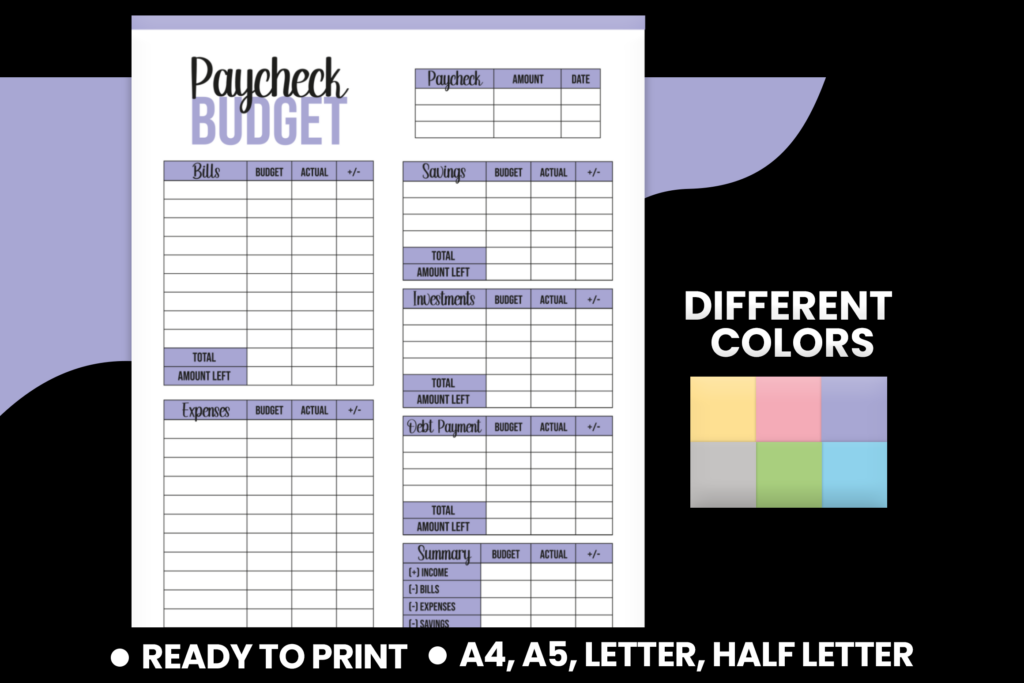 Paycheck Budget Planner Printable PDF Grafik Von Orange Downloads Creative Fabrica