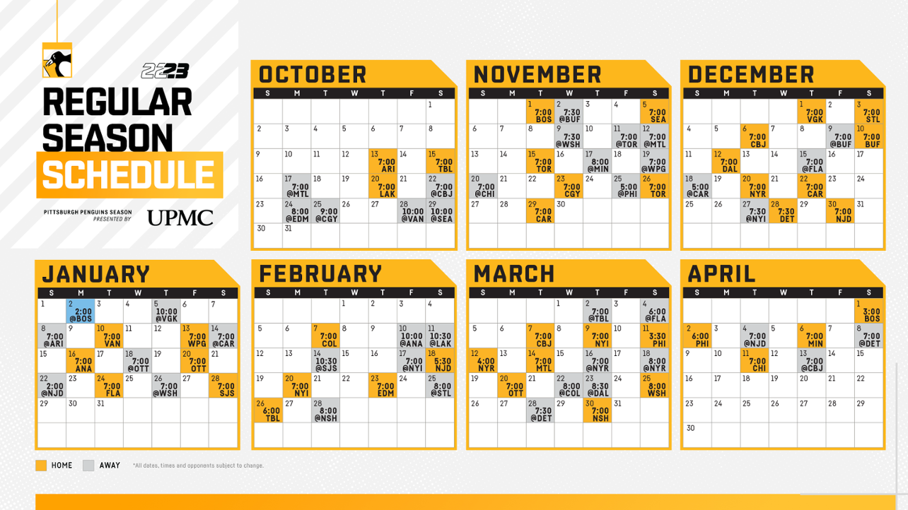 Pittsburgh Penguins Schedule Printable Free Printable Templates