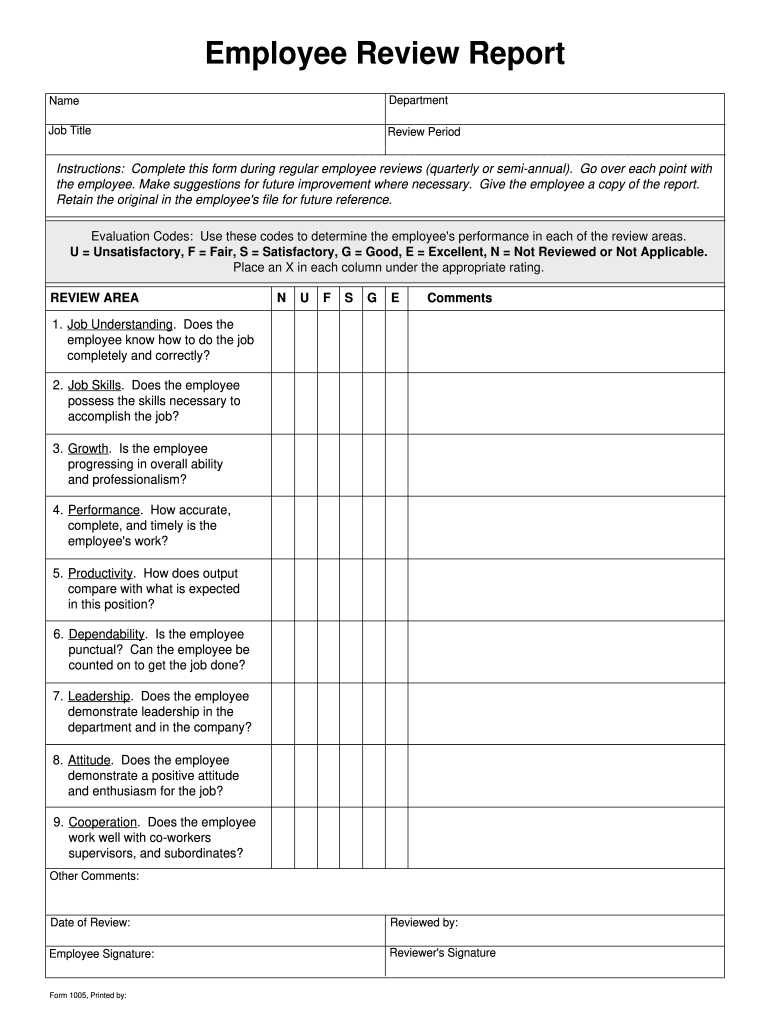 Performance Review Template Fill Online Printable Fillable Blank PdfFiller