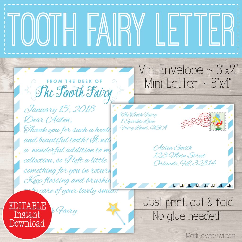 Personalized Tooth Fairy Letter Kit Boy Printable Download Etsy de