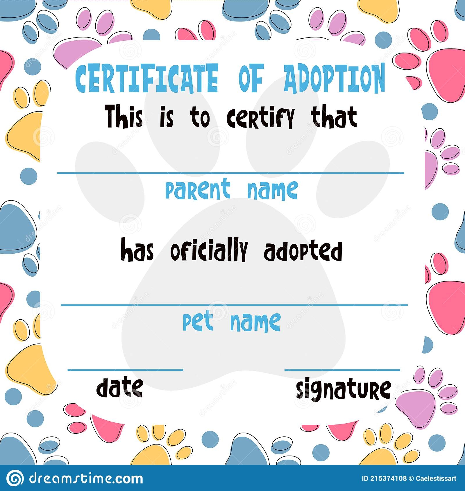 Pet Adoption Certificate Free Printable Free Printable Templates