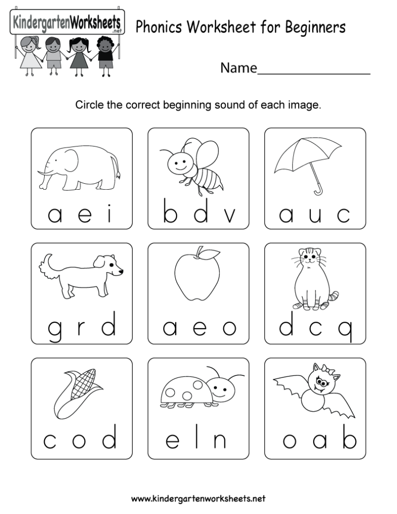 Phonics Worksheet For Beginners Free Kindergarten English Worksheet For Kids