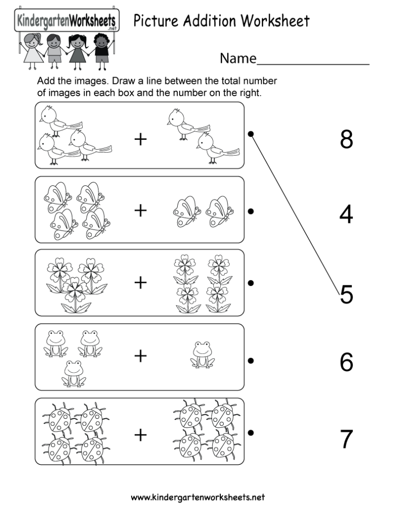 Picture Addition Worksheet Free Kindergarten Math Worksheet For Kids