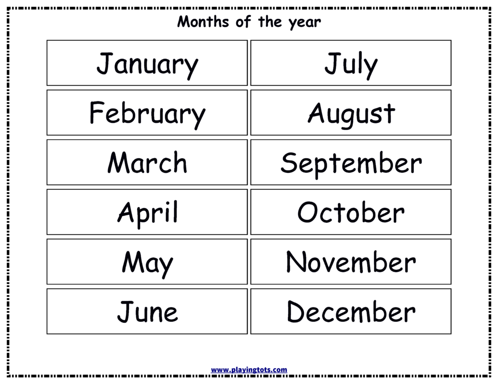 Pin By Devi Harfiza On Months Of The Year Months In A Year Preschool Charts Preschool Worksheets