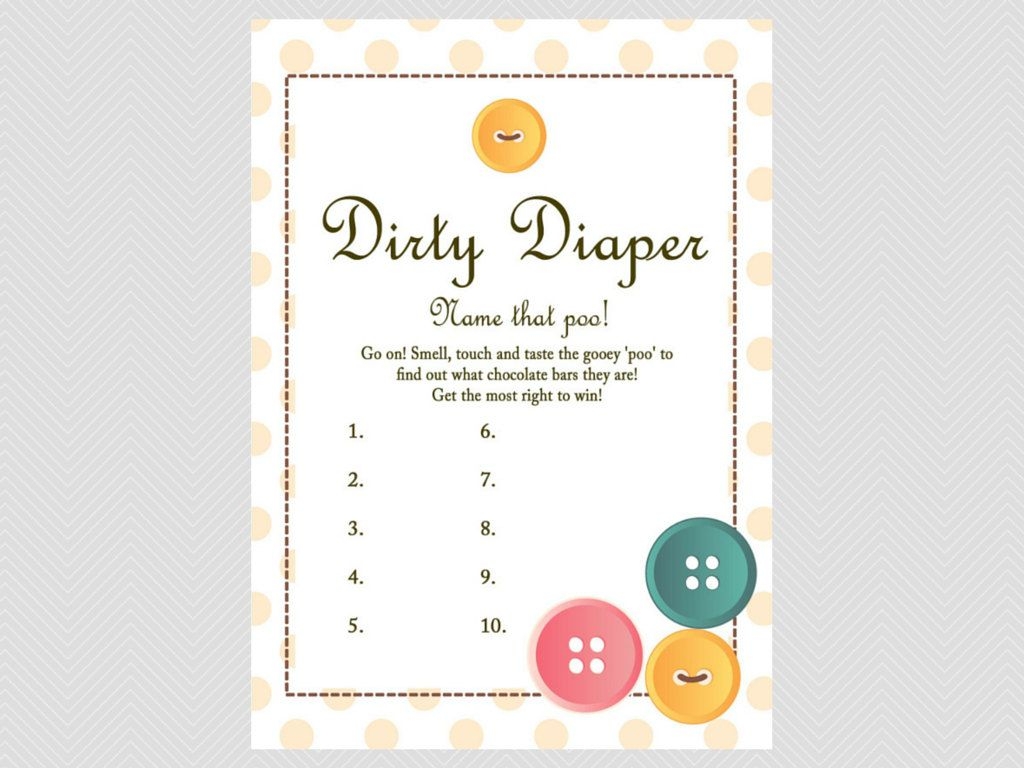 Free Printable Dirty Diaper Game Template