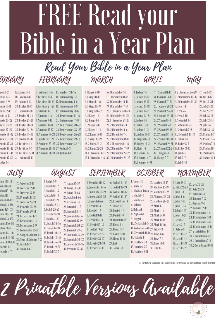 Free Printable Read The Bible In A Year Schedule Free Printable Templates