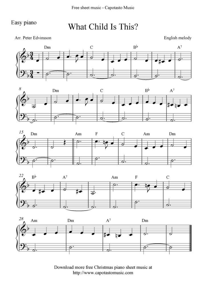 Free Printable Piano Sheet Music For Beginners