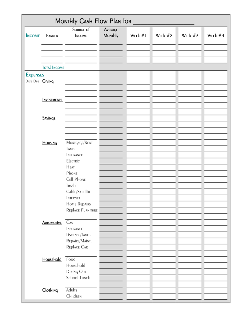 Free Budget Worksheet Printable