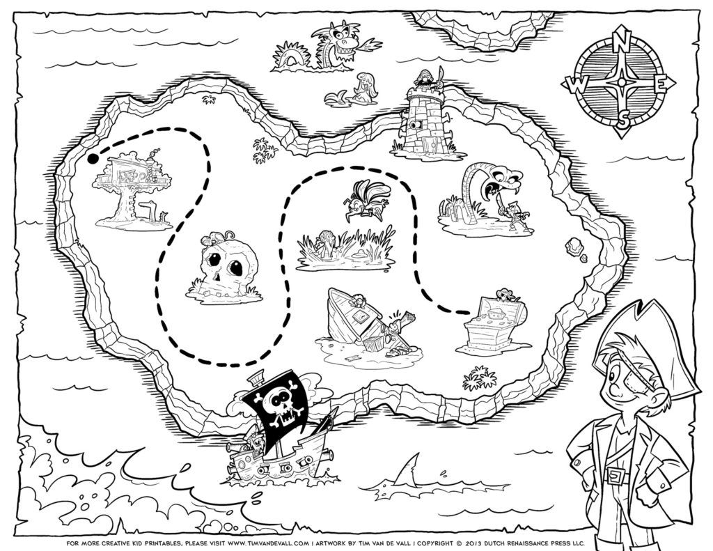 Pirate Map Coloring Pages Printable Coloring Home