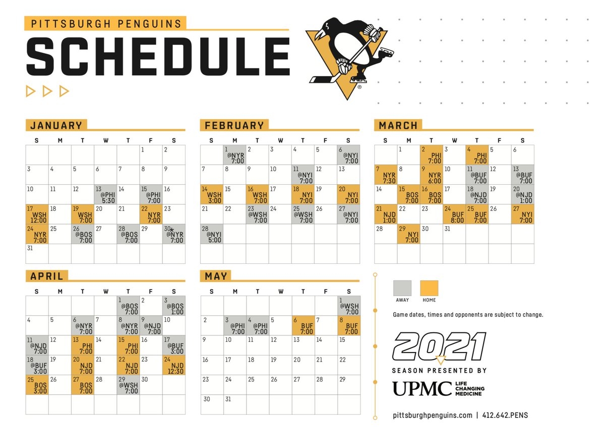 Printable Pittsburgh Penguins Schedule