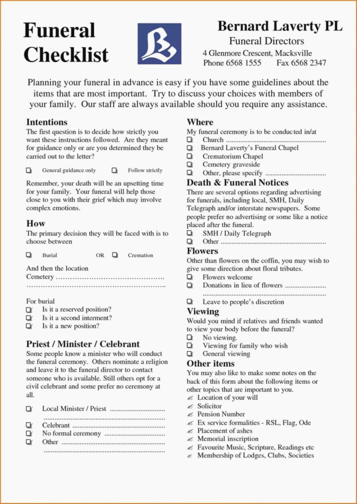 Planning A Funeral Service Template Fresh 30 Funeral Planning Checklist Template In 2020 Funeral Planning Checklist Funeral Planning Funeral Checklist