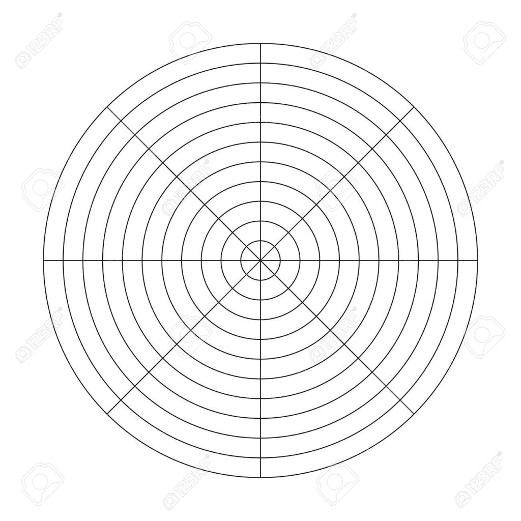 Polar Grid Of 10 Concentric Circles And 45 Degrees Steps Blank Vector Polar Graph Paper Royalty Free SVG Cliparts Vectors And Stock Illustration Image 107464456 