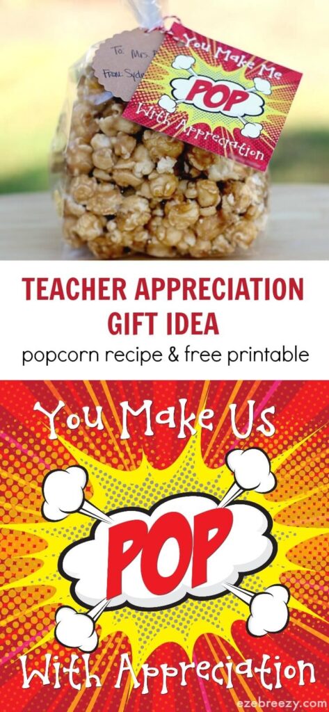Popcorn Teacher Appreciation Gift Free Printable Tag