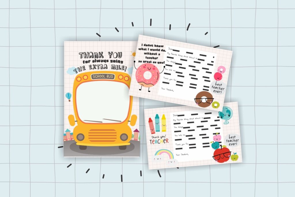 Print These Adorable Teacher Bus Driver Thank You Cards Free Download Between Carpools