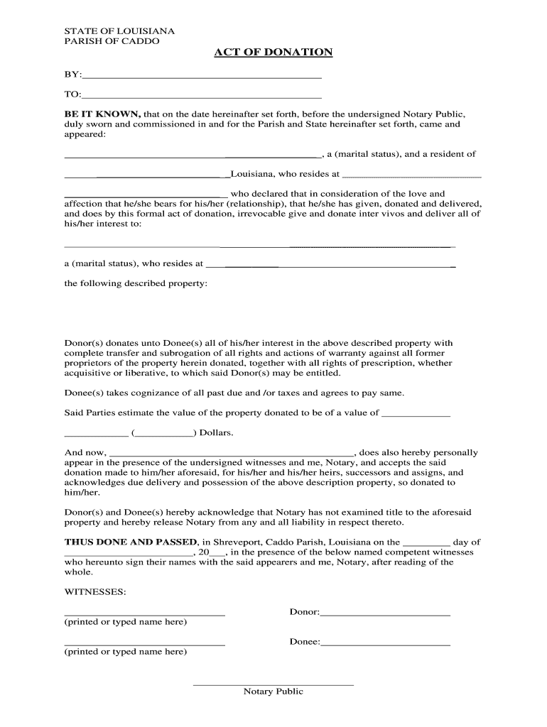 Printable Act Of Donation Form Fill Out Sign Online DocHub