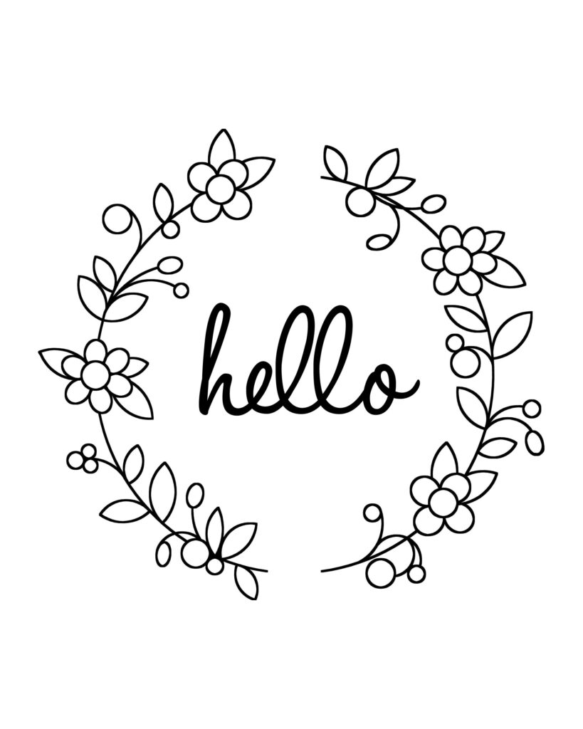 Printable Art Hello With Doodle Wreath Find Out More Http www arrowhillcotta Hand Embroidery Patterns Free Embroidery Patterns Hand Embroidery Patterns