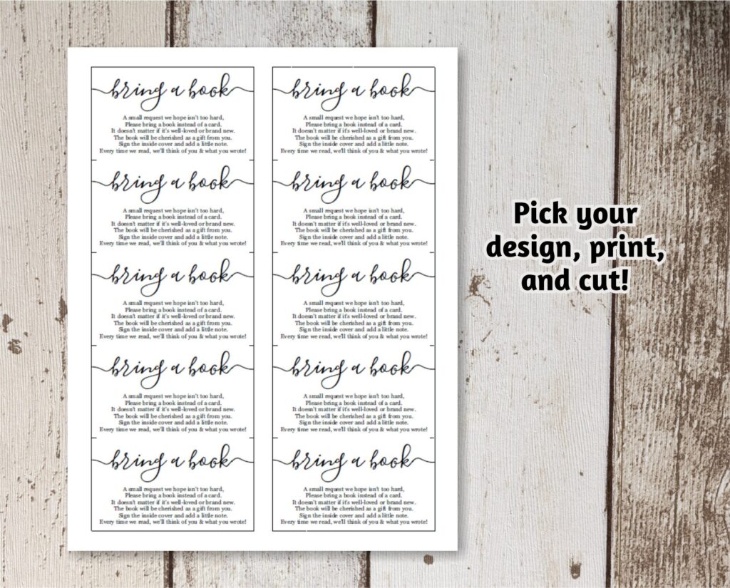 Printable Baby Shower Book Request Bring A Book Instead Of A Card Rustic Wood Instant Download Avery Business Card Template 8871