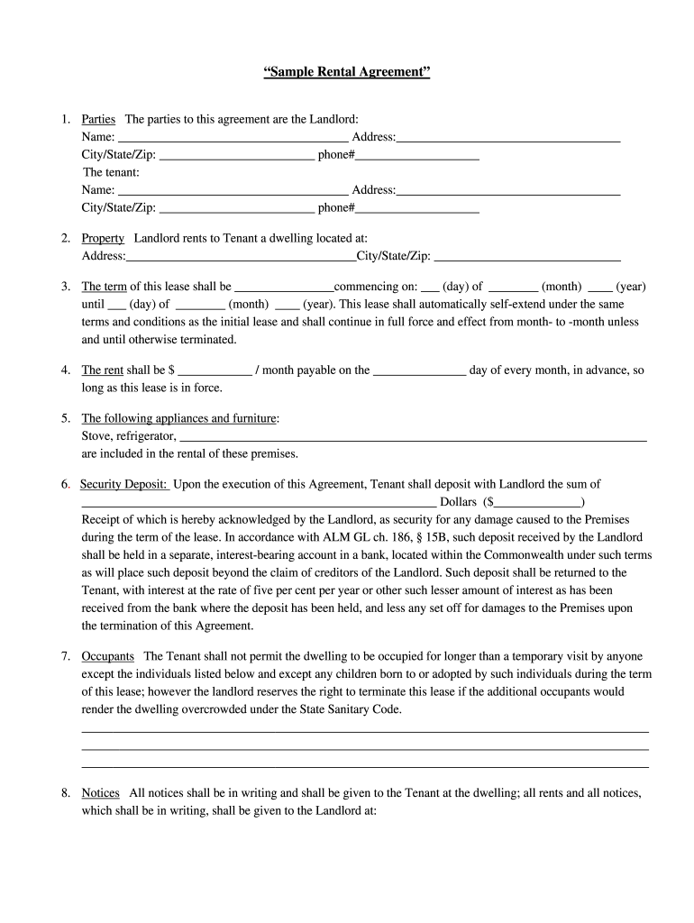 Printable Free Lease Agreement